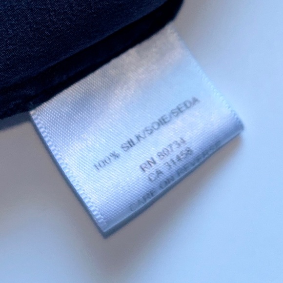 BCBG MaxAzria 100% Silk Navy Drop Waist Blue Midi Relaxed Fit Dress Small - Picture 13 of 13